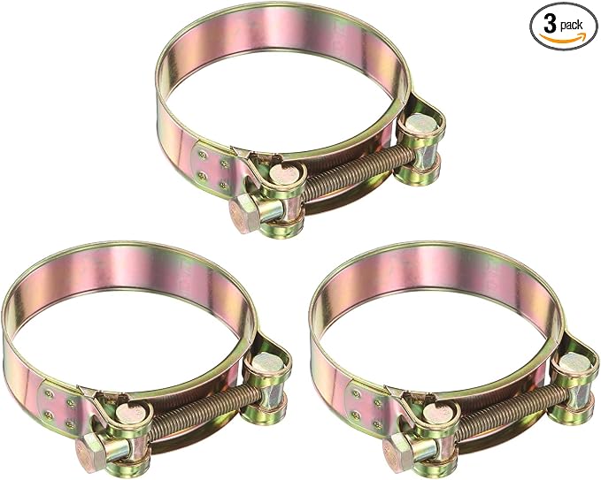 HARFINGTON 3pcs T-Bolt Hose Clamp 74-79mm (2.91-3.11") Galvanized Carbon Steel Adjustable Intake Radiator Pipe Clamps for Automotive Plumbing Industrial Pipes