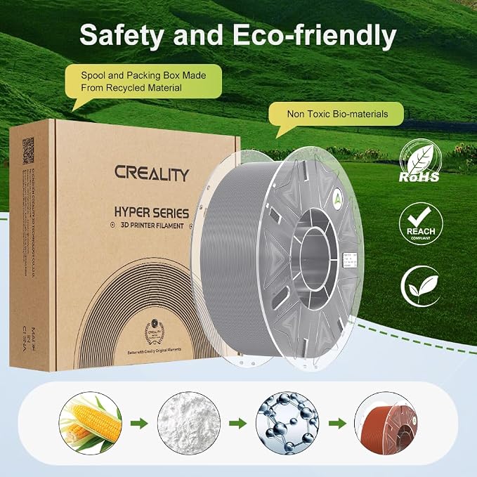 Creality Hyper PLA Filament 1.75mm, RFID 3D Printer Filament for High Speed 30-600mm/s, PLA Filament Support CFS, Fits for K2 Plus Combo and Most 3D Printers 1kg(2.2lbs)/Spool