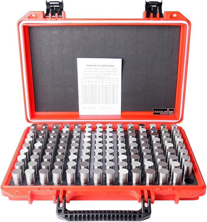 Accusize Industrial Tools Steel Pin Gauge Set, 0.626"-0.750", P4(+) | 125 Pc, Class ZZ, Plus Tolerance, 2" OAL, Steel, Electro-Etched Sizes