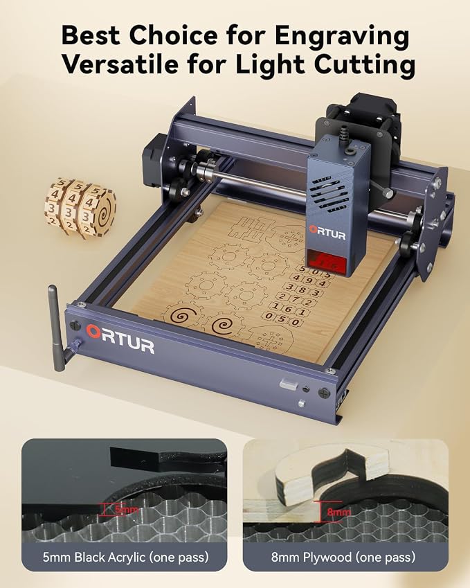 Ortur F20 Laser Engraver, 10000mW Laser Engraver Machine Class 4 Higher Accuracy Wood Cutter with Large Working Area 150x150mm, 15000mm/min Engraving Speed for Wood Acrylic Metal Glass