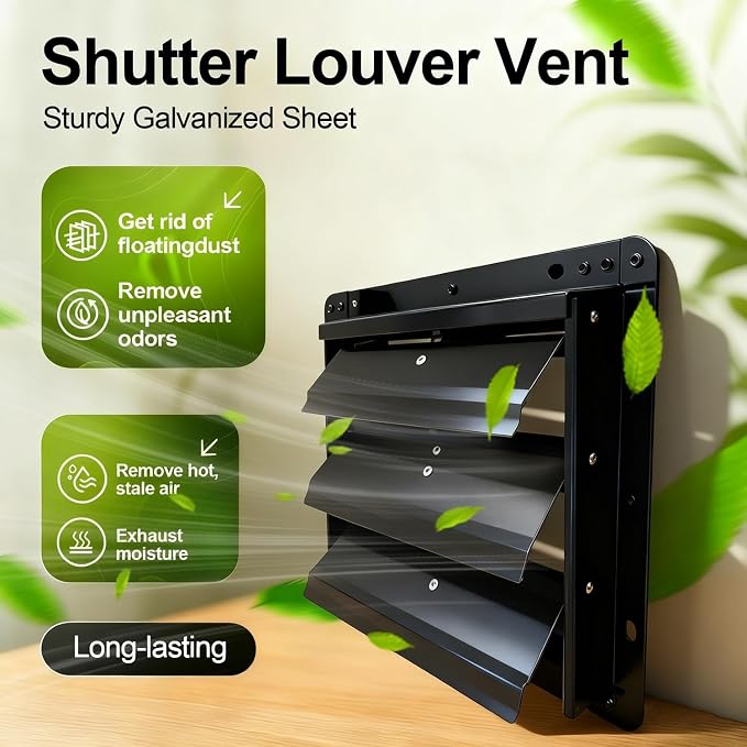 Galvanized Sheet Automatic Exhaust Louver Vent (Fan Blades and Motor Not Included) for Residential Attics, Workshops, Barns, Greenhouses (20inch)