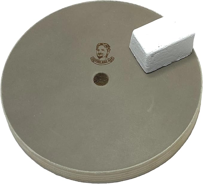 Leatherbeltman 6" (3/4" Width) Leather Honing/Stropping Wheel - Fits 1/2" Arbor - Buffing Compound Included