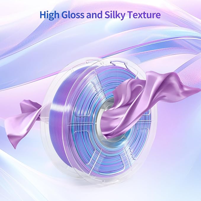 IEMAI Silk PLA Filament 1.75mm 1kg, Dual-Color Gradient Blue to Purple 3D Printer Filament, Silky Glossy Finish, Tough & Neatly Wound for DIY, Artistic & Home Décor