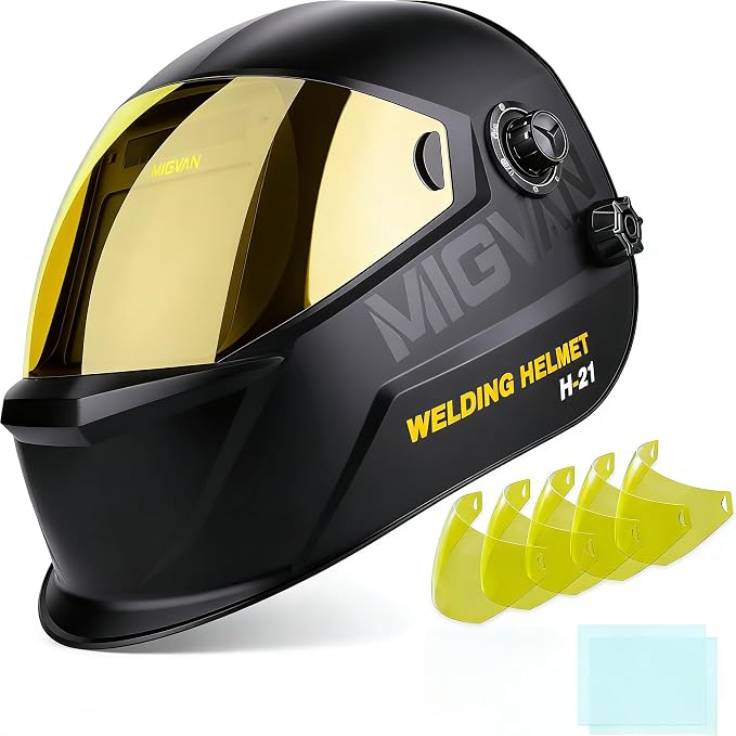 Welding Helmet Auto Darkening True Color Large Viewing with H-21 Helmet Protective Lens Combination