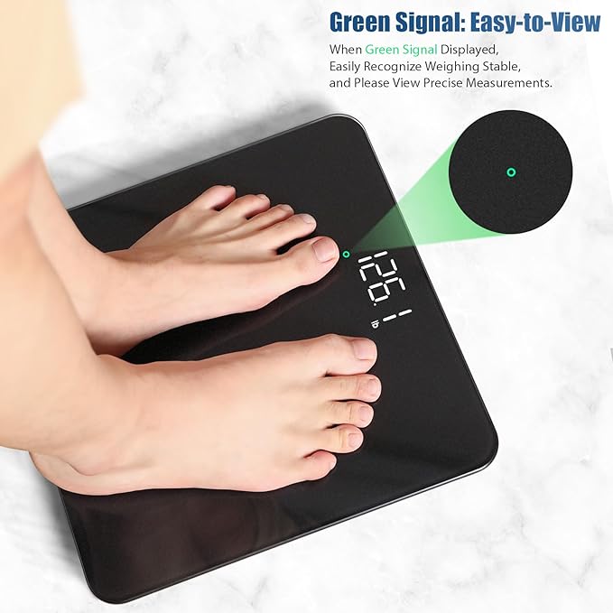 Vitafit Scale for Body Weight, Accuracy 0.1lb by Our Professional Scale Factory Since 2001, Digital Bathroom Weight Scale LED and Step On, 3xAAA Battery Included, 400lb/182kg, Spray Silver Black