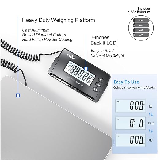 Shipping Scale for Package,440 LBS High Precision Wall Mounted Postal Scale,Digital Weighing Scale for Warehouse/Office/delivery Company, Includes Adapter and Product Manual