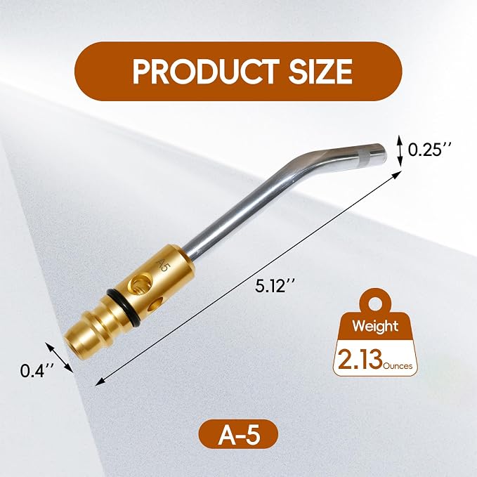 A3 A5 A8 Air Acetylene Torch Tip Kit, 3/16" 1/4" 5/16" Tip Size for PLF-A5/G-4 Handles, Air Acetylene Tip with Flint Striker, Light/Medium Duty Air Acetylene Swirl Quick Connector Flame Tip