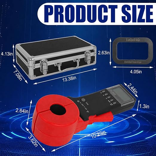 ETCR2100A+ Ground Resistance Meter Earth Tester Clamp Digital for Electric Power Telecommunications Meteorology Oil Field Architecture Industrial Electrical Equipment 0.01-200Ω NO Battery