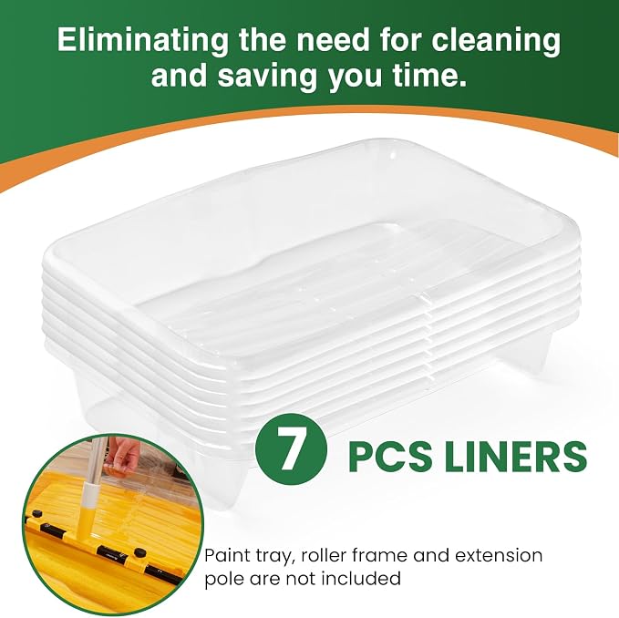 VOOMEY 7 Pcs 18 Inch Paint Tray Liners,6 Pcs 18 Inch Roller Covers, Large Paint Roller Sleeves for Wall, Ceiling, Painters, Painting Surfaces.