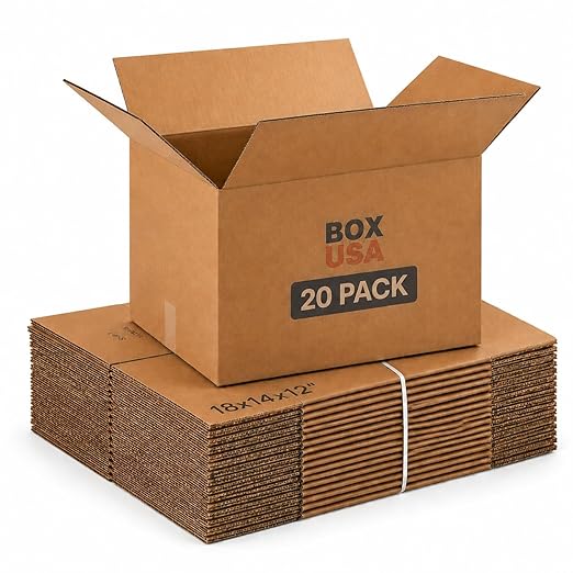 BOX USA Moving Boxes 18"L x 14"W x 12"H (20-Pack) Medium - Corrugated Cardboard Box for Shipping, Mailing, Packing, Packaging and Storage