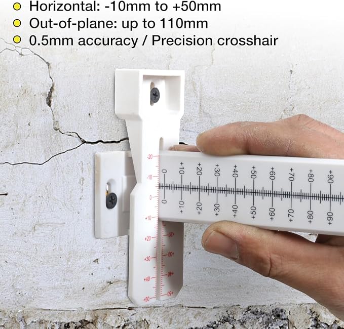 Crack Monitor, Crack Monitoring Gauge, Crack Gauge – Measuring Tool for Concrete Wall Deformation, Brick Crack, Foundation Monitoring – Durable ABS, Waterproof & Sun-Protected(1PCS)