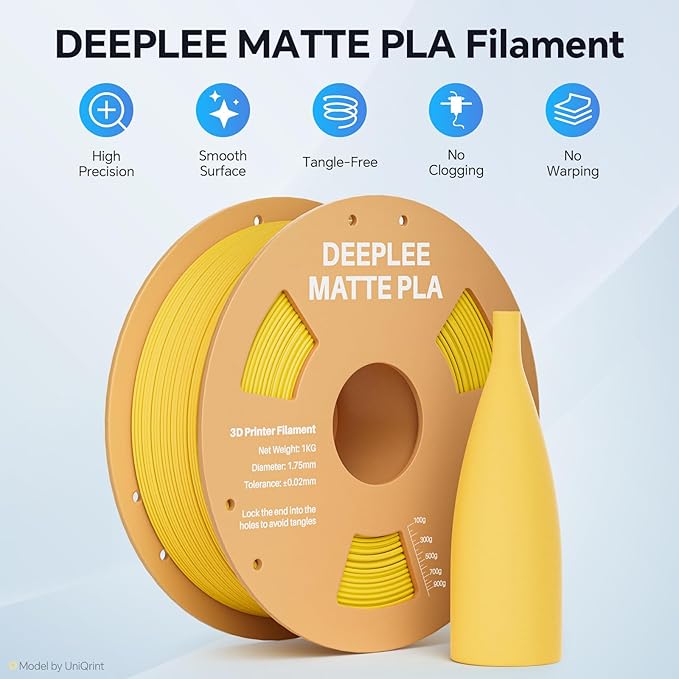 Matte PLA Filament 1.75mm, 3D Printer Filament Dimensional Accuracy +/- 0.02mm, No Clogging, Higher Toughness, Cardboard Spool 3D Filament, 4 Pack Beige