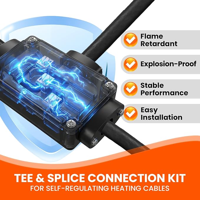 TS-PRO CSA Explosion-Proof Low-Profile Tee & Splice Connection Kit for Self-Regulating Heating Cables, Tee or Inline Splice, Roof and Gutter De-Icing, Pipe Freeze Protection