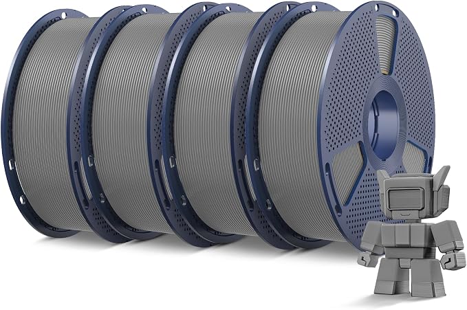 SUNLU High Speed PLA Filament 1.75mm, 4kg, Grey*4 | 30mm/s - 600mm/s Print Range, 1kg per Spool, Pack of 4, High Flow Speedy 3D Printer PLA Filament, Fast Printing, Neatly Wound