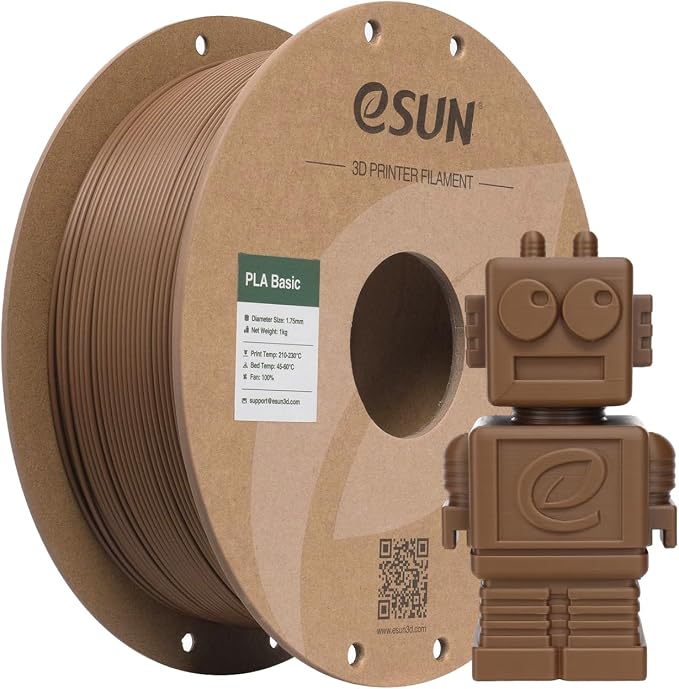 eSUN PLA Basic Filament 1.75mm, 3D Printer Filament High Speed PLA for Fast Printing, 1KG Spool (2.2 LBS) 3D Printing Filament for High Speed 3D Printers, Brown