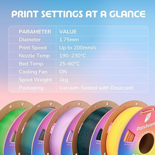 Polymaker Panchroma PLA Filament 1kg, Gradient 3D Printing Filament 1.75mm | Starlight Purple, Neatly Wound PLA for Easy Print & Smooth Feeding. Compatible with Bambu Lab & Most 3D Printers