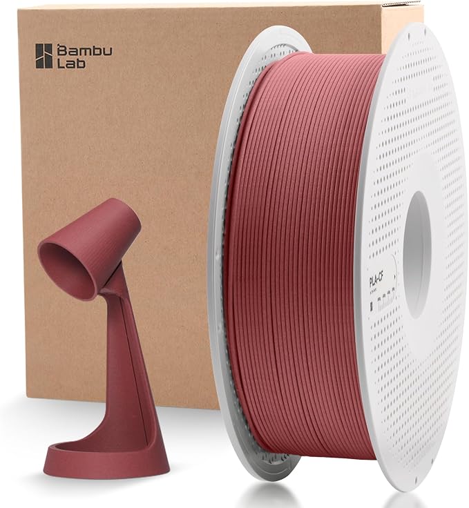 ENOMAKER Bamboo Lab PLA-CF Carbon 3D Printer Filament - Burgundy Red 14200, 1.75mm 1kg with Reusable Spool,Carbon Fiber PLA Reinforced 3D Printing Filament, RFID Smart Print,AMS & AMS Lite Consumables