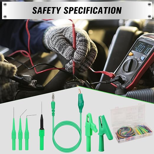 SWANLAKE 43-Piece Back Probe Kit, 30A Multi-Angle Test Probe, 4mm Banana Plug to Copper Alligator Clips, U-Shaped Connectors, Automotive Electrical Circuit Diagnosis Car Repairing Tools
