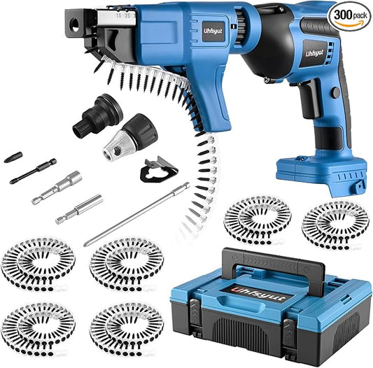 21V Cordless Drywall Screw Gun and Electric Screwdriver - 2-in-1 Self-Feeding Screwdriver, Includes Storage Toolbox and 4.0Ah Battery, Perfect for DIY and Professional Use (Battery free set)