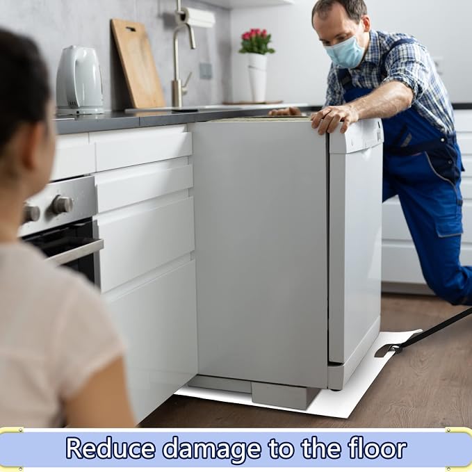 BBTO Appliance Sliders with Pull Strap, 48 x 29 Inches Furniture Slider Heavy Duty Appliance Slider Moving Mat for Kitchen Hardwood Floor Protector