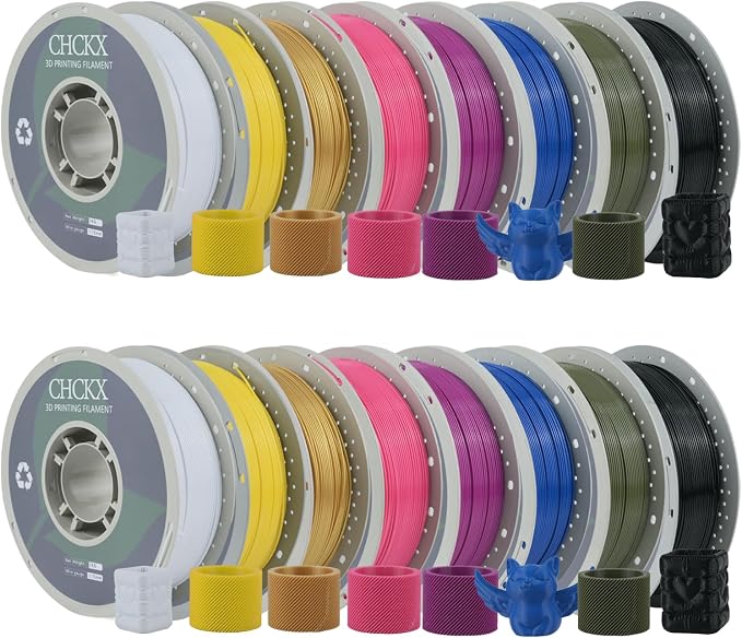 16KG PETG 3D Printer Filament Bundle,2lemon Yellow+2magenta+2telecom Blue+2gold+2military Green+2pink+2white+2black