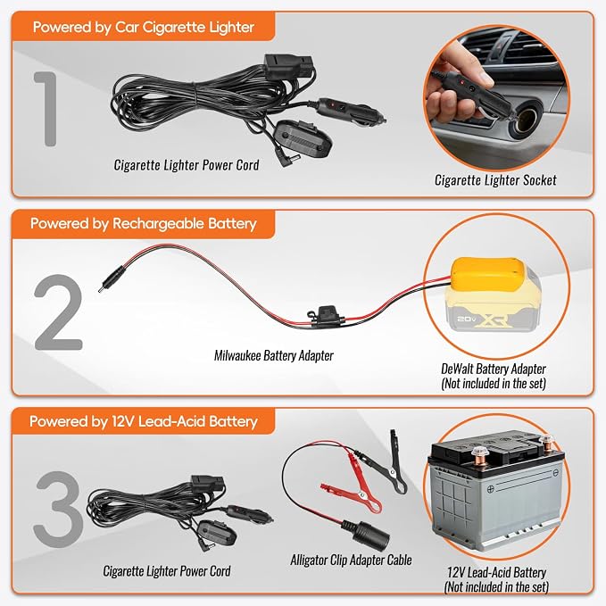 24V 120GPH Fuel Transfer Pump Set with Upgraded Carrying Case & Battery Adapter, Compatible with DeWalt 20V Battery, for Vehicles, Boats(120GPH 24V, Pump with Yellow Adapter)