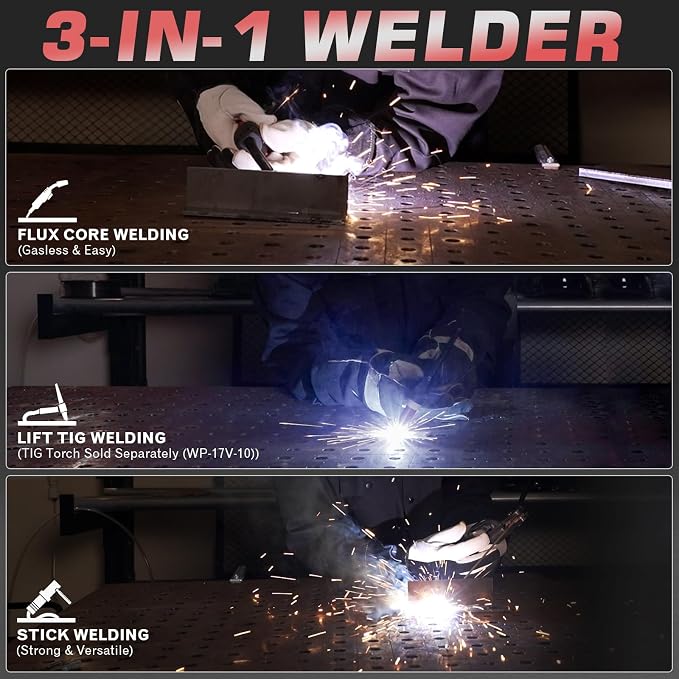YESWELDER 140A MIG Welder with Lift TIG Torch, 110V Flux Core/Stick/Lift TIG