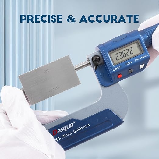 Dasqua Precision Professional 2-3'' Digital Outside Micrometer with Carbide Tip Measuring Tool Metric/inch Conversion
