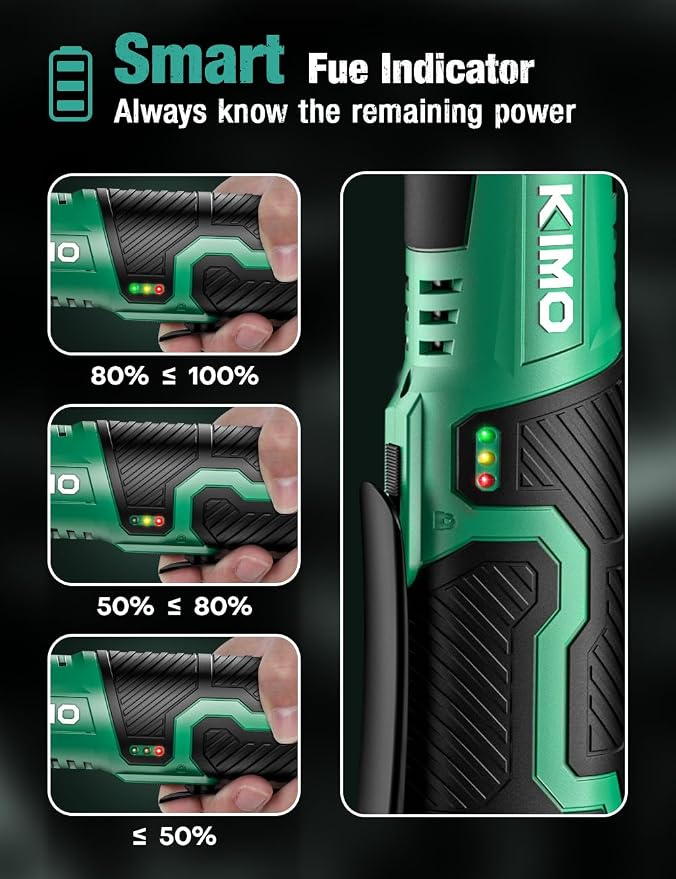 KIMO Extended Cordless Ratchet Wrench 3/8" Set, 400RPM 40Ft-Lbs 4-Inch Long Neck Electric Ratchet Wrench w/Variable Speed, 7 Sockets & 1/4" Adapter, 12V Power Ratchet Wrenches w/ 2x2.0 Ah Batteries