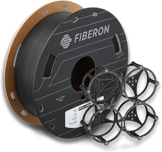 Polymaker Fiberon PETG-RCF Filament Black 1.75mm 0.5kg, Recycled Carbon Fiber Reinforced PETG 3D Printing Filament Ideal for Drone and Automotive Products