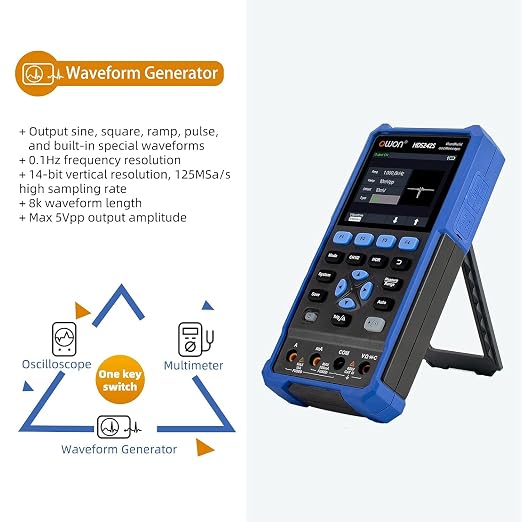Handheld Automotive Oscilloscope Multimeter, 2 Channels, 40MHz Bandwidth, 250MSa/s Sampling Rate, 20000 Counts, 3 in 1 Portable Digital Automotive Oscilloscope, Voltage, Current, Capacitor HDS242S