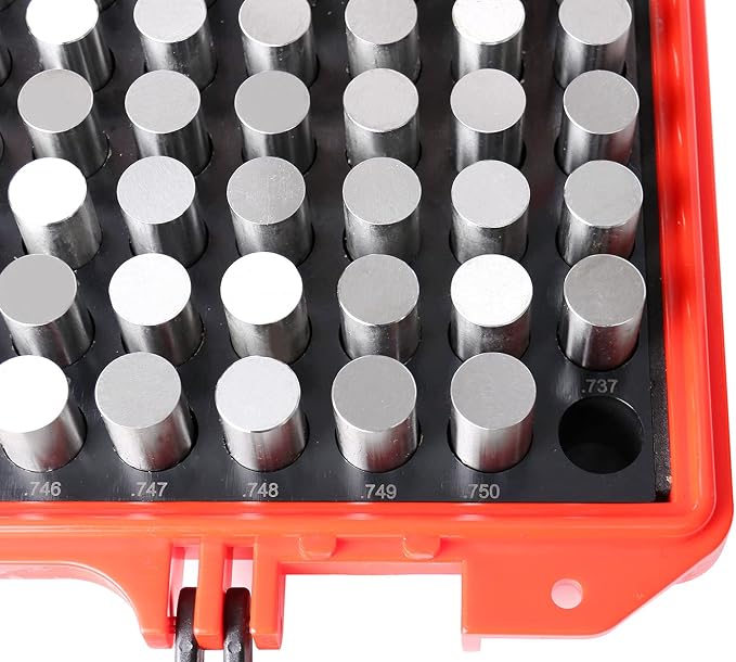 Accusize Industrial Tools Steel Pin Gauge Set, 0.626"-0.750", P4(+) | 125 Pc, Class ZZ, Plus Tolerance, 2" OAL, Steel, Electro-Etched Sizes