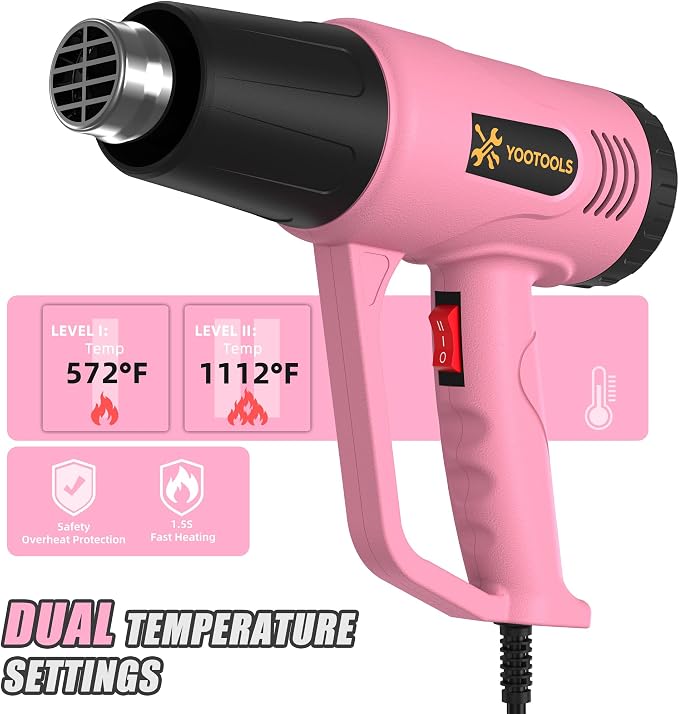 Heat Gun Kit with Mini Heat Gun, 900W & 330W Dual Temperature Hot Air Gun Set with 4 Nozzles, Heat Shrink Tubes, Scraper & Tool Box for Crafts, Resin, Vinyl Wrap, Soldering and Phone Repair