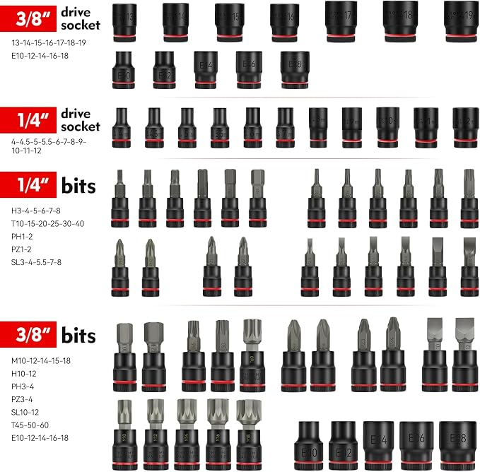 3/8" Digital Torque Wrench 2-45 Ft.lb (±2%), 68PCS Small Digital Torque Wrench Set with Short Handle, Sockets & Adapters for Automotive, Bike, Motorcycle Machinery Repair