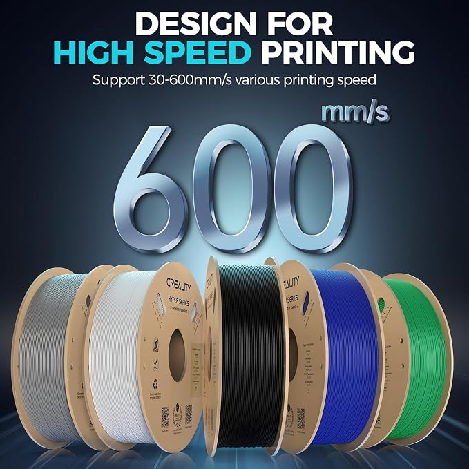 Creality PETG Filament, Hyper 1.75 mm 1 kg PETG: High-Speed 3D Printer Filament 30-600 mm/s, Dimensional Accuracy +/- 0.02 Cardboard Spool (2.2 lbs) for Most FDM 3D Printers,White