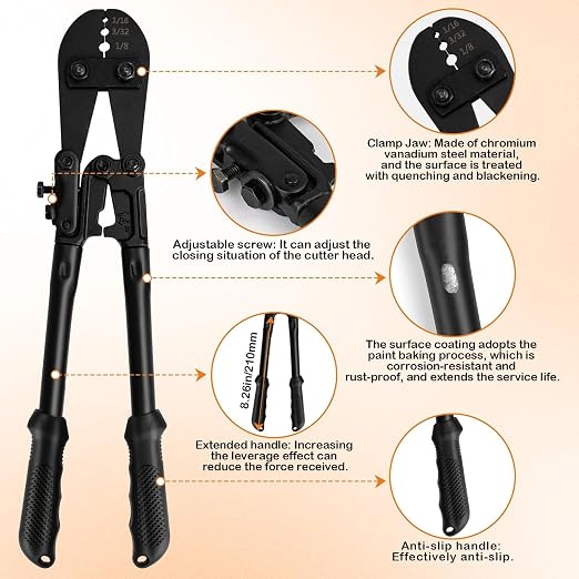 TooTaci 1/8" Wire Rope Kit with 100ft Vinyl Coated Stainless Steel Cable, Wire Rope Crimping Tool & Cutter, Metal Wires for Garden Trellis, Clothesline, String Lights Hanging, Curtain