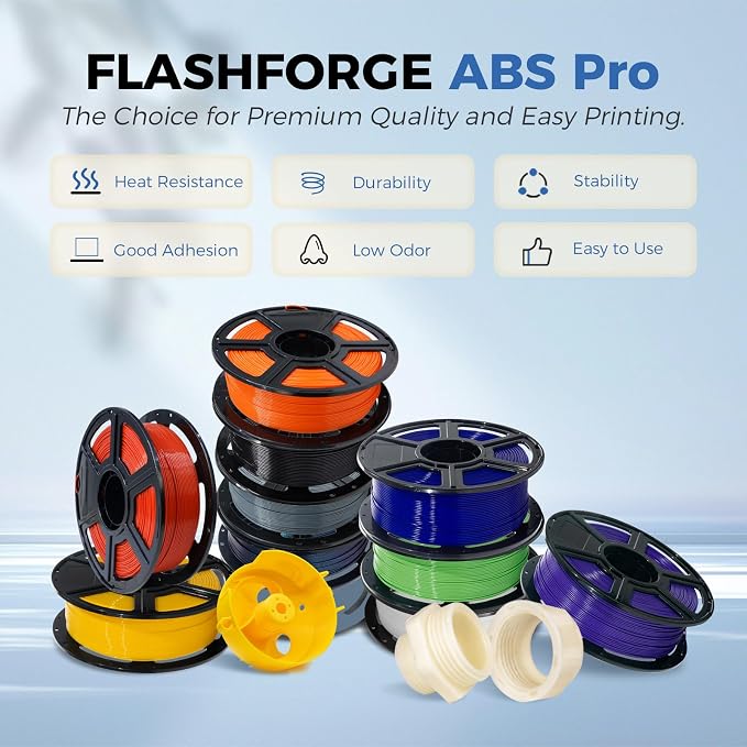FLASHFORGE ABS Pro Filament 1.75mm Blue, 3D Printer Filament 1kg (2.2lbs) Spool-Dimensional Accuracy +/- 0.02mm, Hot Deformation Below 90℃, Great for Printing Heat-Resistant Functional Parts