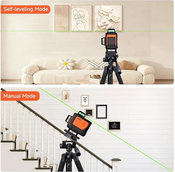 DOVOH 4D Laser Level 360 Self Leveling with Tripod, Y4-360G-KIT | Dual Batteries, Pulse Mode, Hard Toolbox, Green Beam, 4 Plane, For Construction, Flooring, Tiling, Ceiling