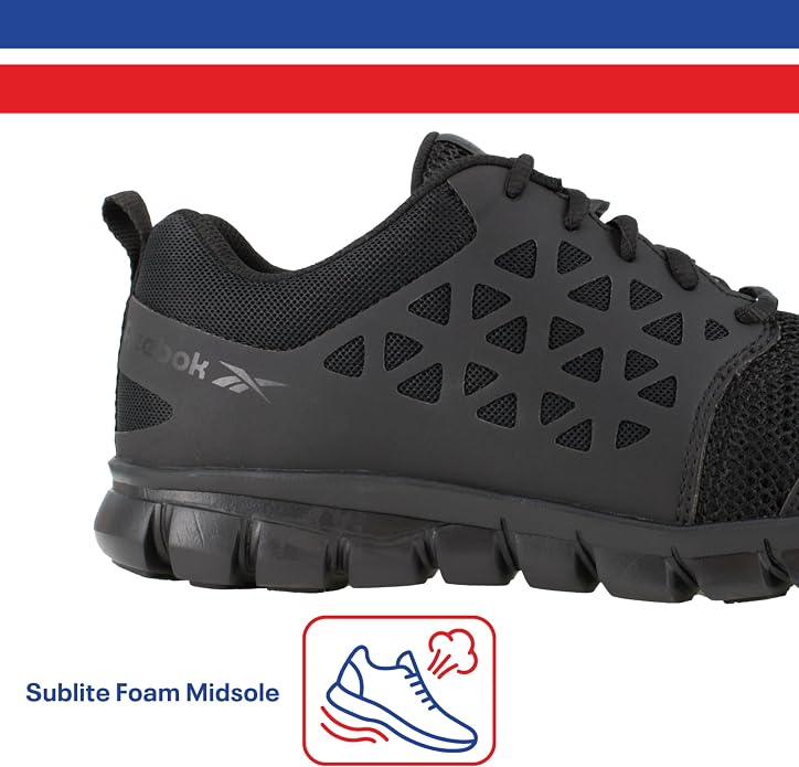 Reebok Mens Rb409 Sublite Cushion Work Safety Athletic Composite Toe Shoe Black