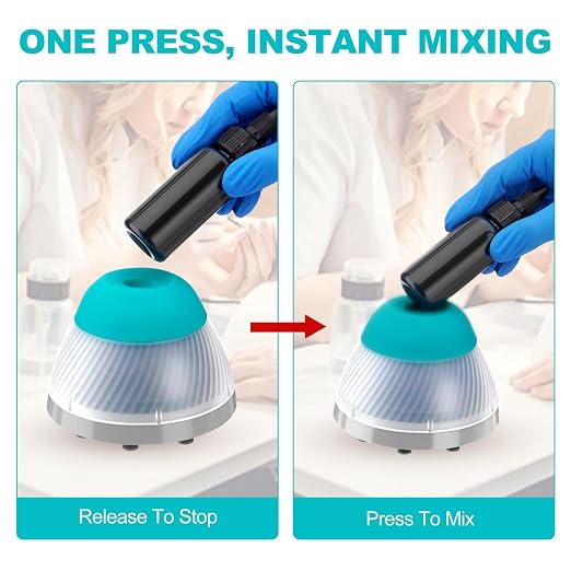 4E's USA Mini Vortex Mixer, 5000RPM Touch-Activated Lab Mixer, Compact Vortex Shaker with Stainless Steel Mixing Balls for Nail Polish, Ink, Paint, Tubes (Green)