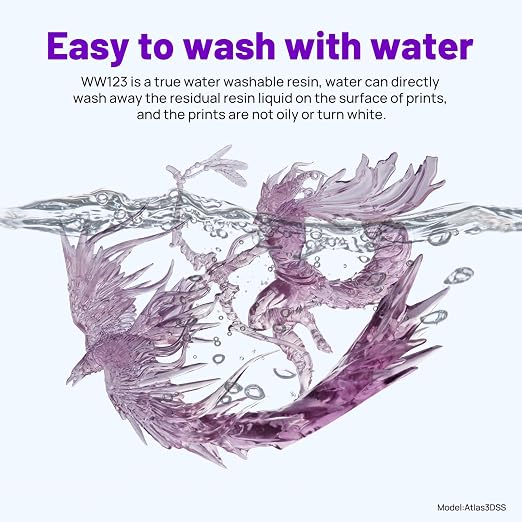 RESIONE Water-Washable 3D Printer Resin, Crystal Purple, – Low Odor, Fast Curing, High Precision Photopolymer Resin for LCD DLP MSLA, Easy to Clean with Water, Beginner Friendly, 1KG