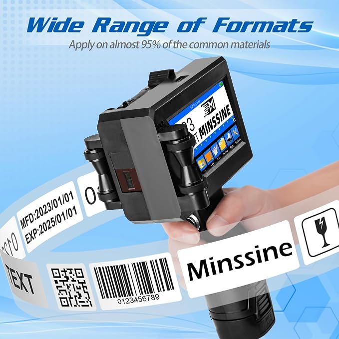 Handheld Inkjet Printer Gun MS-Z10 with 42ml Quick-Drying Ink Cartridge Portable Handheld Printer for Text/Barcode/Logo/QRCode/Counter/Batch Number/Date Coder(Printing Height: 0.08-0.5Inch)