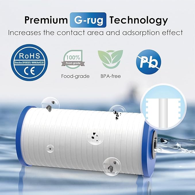 Waterdrop AP810 Whole House Water Filter, Replacement for 3M® Aqua-Pure® AP810, AP801, AP811, Whirlpool® WHKF-GD25BB, WHKF-DWHBB, 5 Micron, 10" x 4.5", Well & Tap Water Filter, Pack of 4