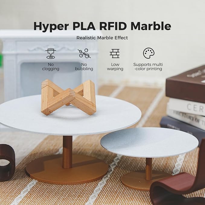 Creality Hyper PLA RFID Marble Filament 1.75mm 1KG, Realistic Stone-Like PLA 3D Printer Filament with RFID, High Speed 30-600mm/s, Natural Marble Texture Filament for Most 3D Printers