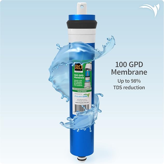 Aquatic Life RO Buddie Reverse Osmosis Replacement Filter Set - Inline Carbon Block Filter, Sediment Cartridge and 100 GPD Membrane for RO/RODI Water Filter System Units
