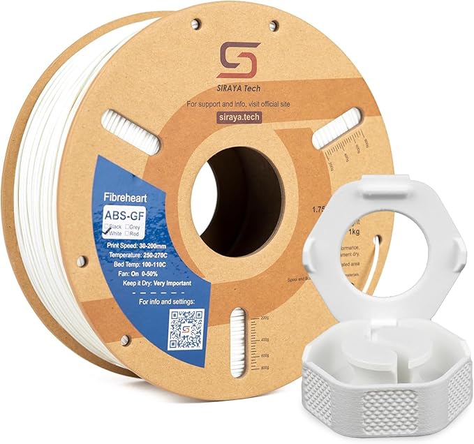 Siraya Tech Fibreheart ABS-GF Premium Glass Fiber 3D Printer Filament - Enhanced Durability, High-Temperature Resistance, Precision Printing - for Automotive & Industrial Applications (1kg, White)