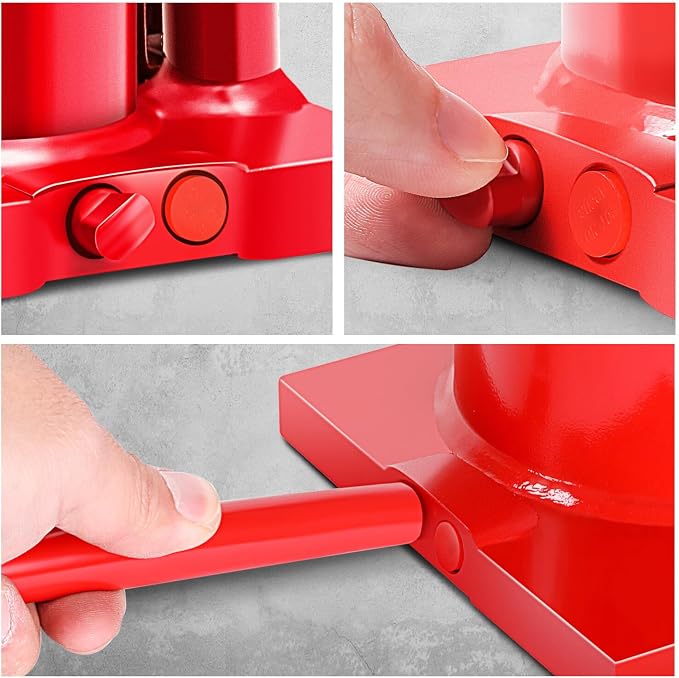 DNA Motoring 20 tons / 44092 lbs Lifting Automotive Welded Hydraulic Bottle Jack for Repair Vehicle, Pickup, Truck, w/Manual Handle, Red,TOOLS-00362