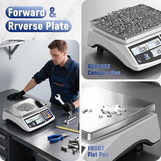 Industrial Counting Scale 33lb/15kg x 0.1g, lb/g/kg/oz Industrial Scale Digital Inventory Scale for Small Items, Coins, Piece Industrial Parts Scale with Backlit LCD Stainless Steel Platform