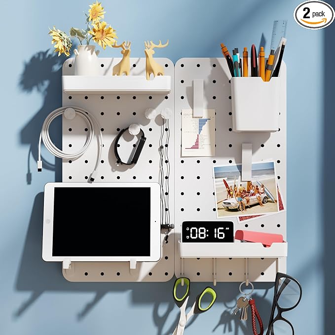 Pegboard Combination Kit - Pegboards and Accessories Modular Hanging for Wall Organizer, Crafts Organization, Ornaments Display, Nursery Storage, Peg Board (2)