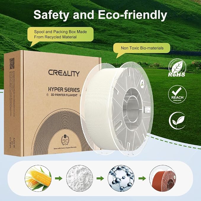 Creality Hyper PLA Filament 1.75mm, RFID 3D Printer Filament for High Speed 30-600mm/s, PLA Filament Support CFS, Fits for K2 Plus Combo and Most 3D Printers 1kg(2.2lbs)/Spool